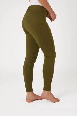 Active Damen Winter Kniebesatzreitleggings mit Handytasche