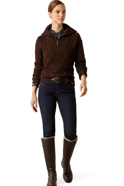 Alamere Damenpullover mit halbem Reißverschluss