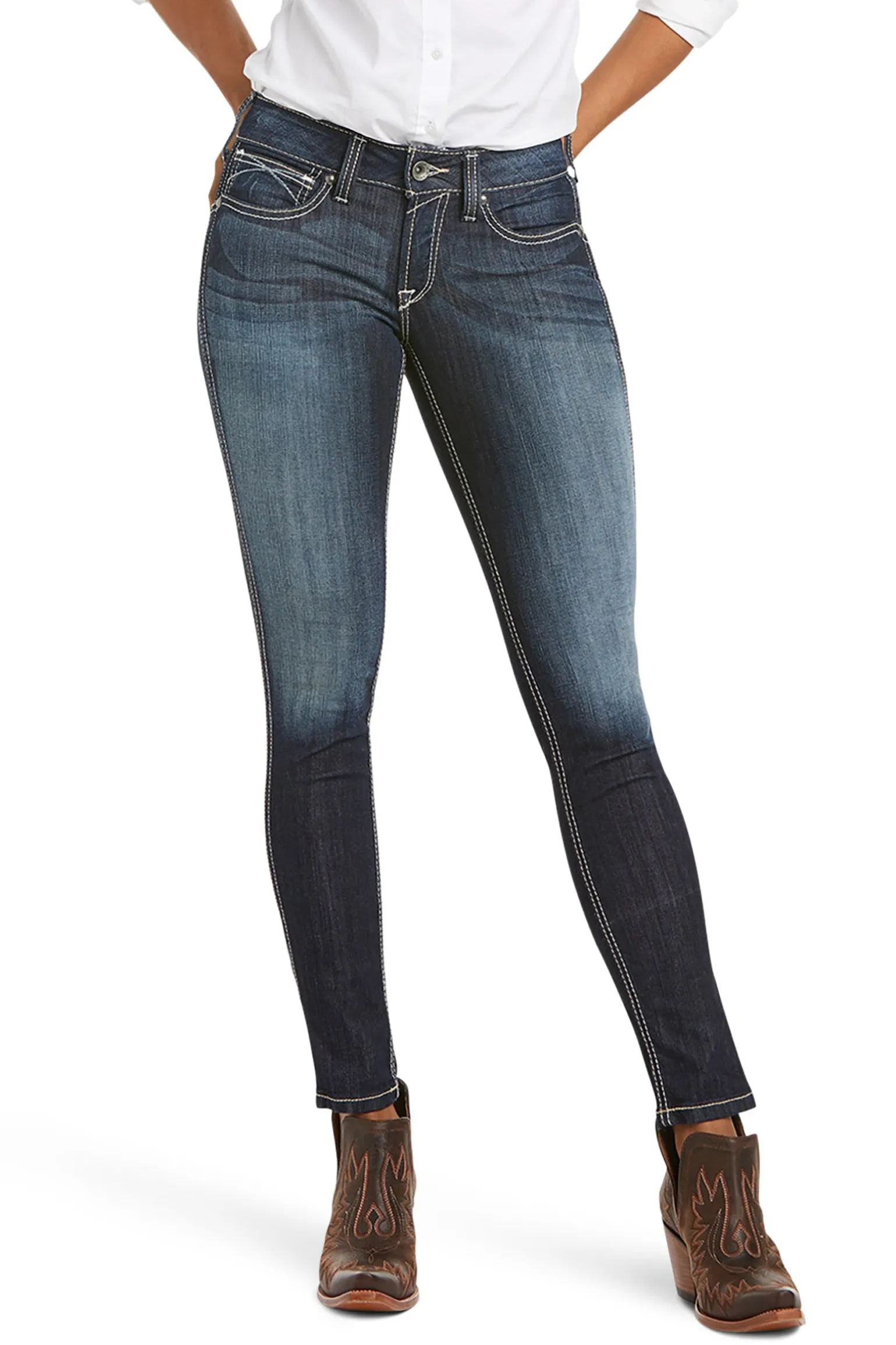 Ella R.E.A.L Damen Stretch Skinny Jeans mit mittelhohem Bund