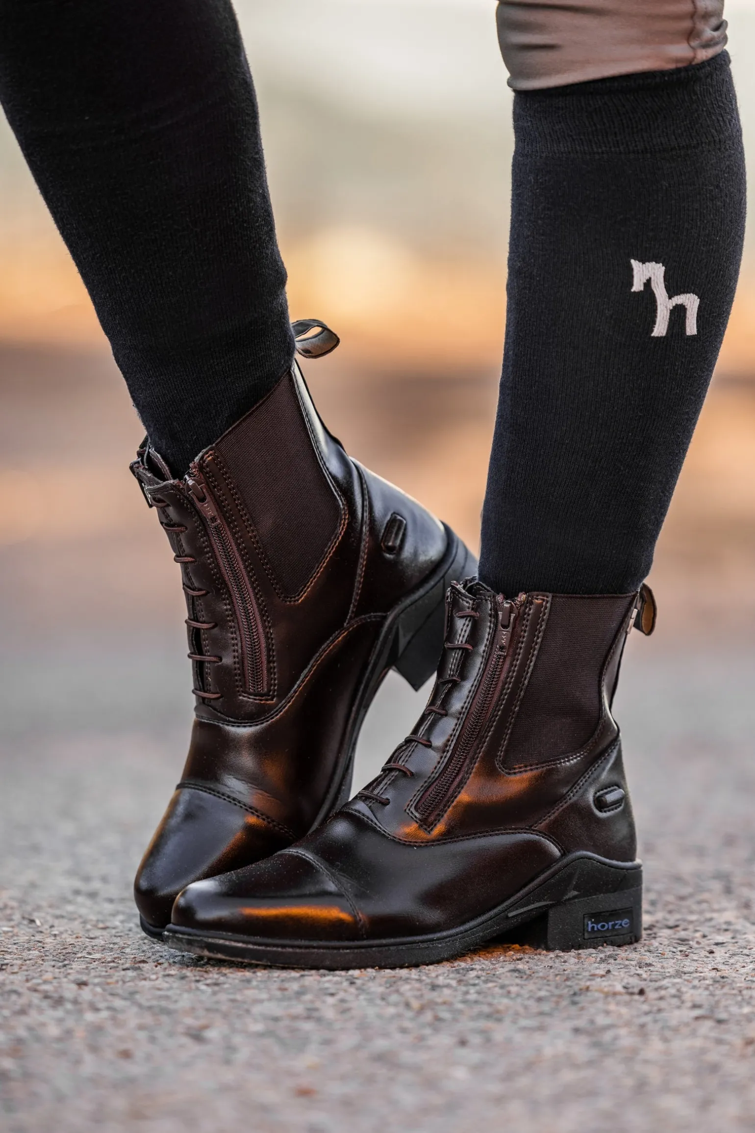 Kingston Damen Reitstiefeletten mit doppeltem Reißverschluss