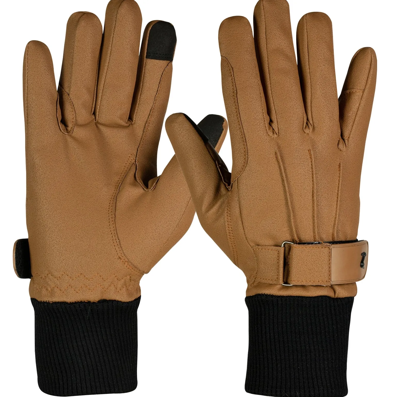 Reithandschuhe aus Kunstleder mit Fleece-Futter