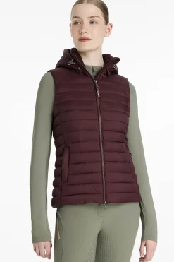 Rose Damen-Steppweste mit Kapuze