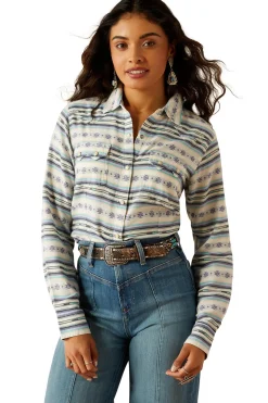 Seaside Serape Damen Shirt mit Druckknöpfen